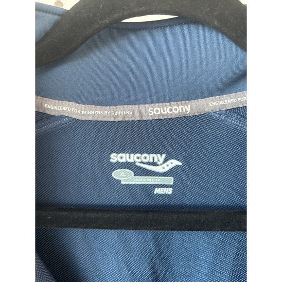 Saucony Run Warm Quarter Zip Men's XL Blue Reflective Jacket Shirt Long SLV - Picture 5 of 9